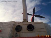 The two main engine exhausts and (smaller) auxilliary power unit exhaust. During startup procedures, large fireballs can be seen emitted from these exhausts as fuel is ignited by each engine in turn. In order from port to starboard of the craft, each exhaust covers engines 1, 3, 2 and 4. <br><br>During startup, the main rear doors are closed, auxhilliary doors closed, then the engines are individually ignited and brought to idle in numerical order, checked, then the bow ramp is raised. The craft is then brought to full power whereupon the skirt is allowed to fully inflate and hovering is achieved.